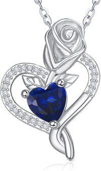 wholesale 925 Sterling Silver Birthstone Heart Pendant Necklace for Women-09-Sept