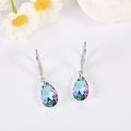 wholesale 925 Sterling Silver Teardrop Purple Blue Aurora Borealis Crystals Leverback Earrings-0-3