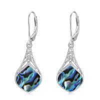 wholesale 925 Sterling Silver Teardrop Drop Earrings Wholesale With Celtic Knots-Abalone Shell