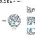 wholesale 925 Sterling Silver Round Tree Of Life Stud Earrings with Blue Opalite Stone and Celtic Design-0-2