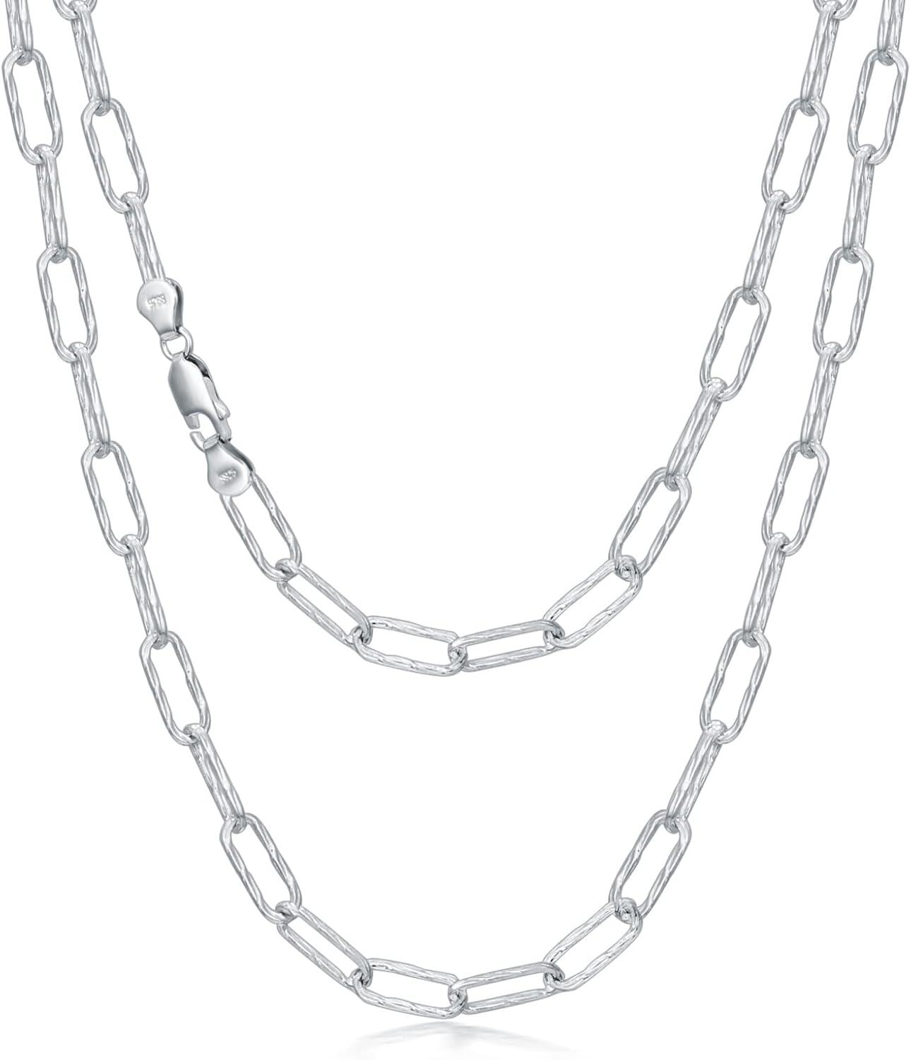Sterling Silver Paperclip Chain Necklace 16 26 Italy Made Lobster Clasp-0-0