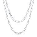 wholesale 925 Sterling Silver Textured Paperclip Link Chain Necklace White Gold Plated-0-0