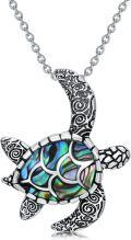wholesale 925 Sterling Silver Larimar Abalone Shell Sea Turtle Pendant Necklace-0-0