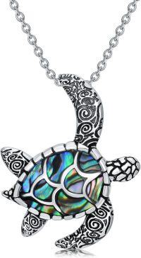 wholesale 925 Sterling Silver Larimar Abalone Shell Sea Turtle Pendant Necklace-Abalone Shell Turtle Necklace