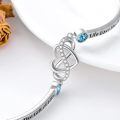 wholesale 925 Sterling Silver Heart Infinity Bracelet Blue Crystal Engraved Bangle For Women Mom-0-2