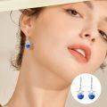 wholesale 925 Sterling Silver Blue Opal Star Drop Dangle Leverback Earrings for Women Girls Gift Boxed 3cm Long-0-4
