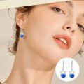 wholesale 925 Sterling Silver White Gold Plated Star Blue Opal Drop Earrings For Women-0-4