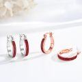 wholesale 925 Sterling Silver Rose Gold Plated Fire Opal Huggie Hoop Earrings for Women-0-1