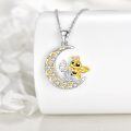 wholesale 925 Sterling Silver Bee and Daisy on Crescent Moon Pendant Necklace-0-3