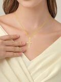 TOUPOP 14k Gold & Stone Celtic Cross Necklace for Women, Anniversary Christmas Birthday Gifts-0-2