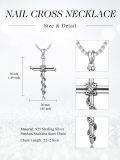 wholesale Nail Cross Necklace For Men Wrap Rope 3 Nail Cross Pendant With Stainless Steel Chain Silver Cross Necklace Protection Faith Jewelry Gift For Christmas Him -0-1