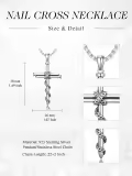 TOUPOP Stainless Steel 3 Nail Cross Pendant Wrap Rope Necklace-0-1
