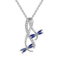 wholesale 925 Sterling Silver Blue Dragonfly Infinity Pendant Necklace-Dragonfly-1