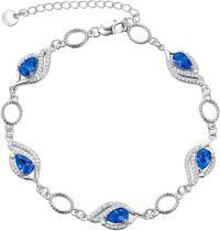 wholesale  Sterling Silver Birthstone Bracelets for Women Mom Grandma -Sapphire