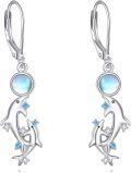 wholesale 925 Sterling Silver Blue Crystal Dolphin Drop Earrings Gift for Her-0-0