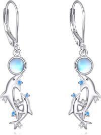 wholesale 925 Sterling Silver Blue Crystal Dolphin Drop Earrings Gift for Her-Dolphin Earrings