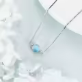 wholesale 925 Sterling Silver Larimar Bead Pendant Necklaces Wholesale for Women Mother's Day Gifts-0-2