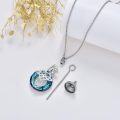 wholesale S925 Sterling Silver Blue Crystal Snow Lotus Celtic Knot Cremation Urn Necklace for Ashes Memorial Jewelry-0-4