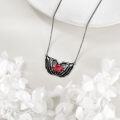 wholesale Black  Heart-Shaped CZ Skeleton Hands with Red Stone Pendant Necklace-0-3