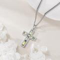 wholesale 925 Sterling Silver Green CZ Cross Pendant Necklaces for Women Girls Christian Faith  Ideas 45cm Chain Length-0-2