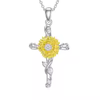 TOUPOP Sterling Silver Sunflower Pendant Necklace For Women-undefined