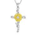 TOUPOP Sterling Silver Sunflower Pendant Necklace For Women-0-0