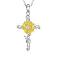 TOUPOP Sterling Silver Sunflower Pendant Necklace For Women-undefined