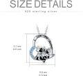 wholesale 925 Sterling Silver I Love You Forever Raccoons Pendant Necklace Blue Crystal Gifts for Women Girls-0-4