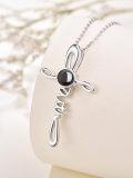 wholesale 925 Sterling Silver Black Onyx Faith Cross Pendant Necklace for Women Christian -0-2