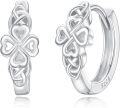 wholesale 925 Sterling Silver Shamrock Clover Celtic Knot Heart Huggies Ear Cuffs Lucky Charm  for Her-0-0