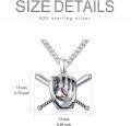 wholesale 925 Sterling Silver &  Baseball Glove Pendant Necklace with Bats – Bold Edgy Gift for Players & Fans-0-4
