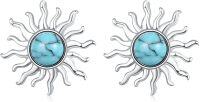 wholesale 925 Sterling Silver Turquoise Sun Stud Dangle Earrings for Women-A-Sun