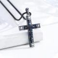 wholesale Black 925 Sterling Silver Abalone Shell Inlay Cross Pendant Necklace  for Men & Women - Religious Jewelry Christian Baptism Gift-0-1