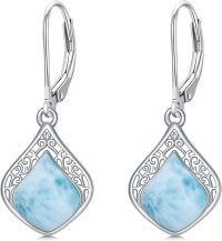 wholesale 925 Sterling Silver Teardrop White Opal Dangle Earrings for Women-Larimar