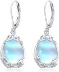 wholesale 925 Sterling Silver Rainbow Moonstone Teardrop Dangle Earring with Filigree Leverback Closure (Hypoallergenic)-0-0