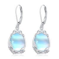 wholesale 925 Sterling Silver Pear Shape Blue Moonstone Earrings-moonstone-A