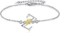 wholesale 925 Sterling Silver Sunflower Initial Alphabet Script Letter Bracelet for Women Girls-Initial Z