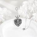 wholesale 925 Sterling Silver Heart Rose Black Abalone Cremation Jewelry Urn Pendant Necklace with Funnel and Fill Tool 24 Chain-0-4