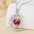 TOUPOP Sterling Silver Garnet Moon Star Pendant Necklace-0-3