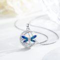 wholesale 925 Sterling Silver Blue Enamel Celtic Dragonfly Moonstone Pendant Necklace-0-1