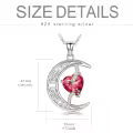 TOUPOP Sterling Silver Ruby Moon Star Pendant Necklace-0-5