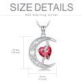 TOUPOP Sterling Silver Ruby Moon Star Pendant Necklace-0-5