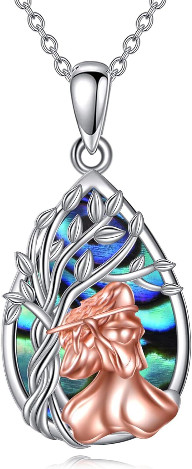  Sterling Silver Abalone Shell Tree of Life Necklace -Flute