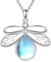 wholesale 925 Sterling Silver Blue Opal Dragonfly Pendant Necklace for Women-Bee Necklace
