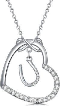 wholesale Sterling Silver Heart Initial Necklace Infinity A Z Letter Necklaces for Women-U
