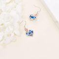 wholesale  Sterling Silver Crystal Mom Earrings Rose Flower Love Heart Dangle Drop Hook -0-34