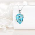 wholesale 925 Sterling Silver Natural Turquoise Gemstone Pendant Necklace with Chain for Women-0-2