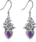 wholesale 925 Sterling Silver White Gold Plated Amethyst Moonstone Mushroom Dangle Earrings 0.67in 0.4in Hypoallergenic Nickel-Free Lead-Free Cadmium-Free-0-0