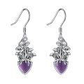 wholesale 925 Sterling Silver Purple Mushroom Dangle Earrings-0-0