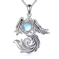 wholesale 925 Sterling Silver Moonstone Phoenix Pendant Necklace Wholesale for Women-Moonstone